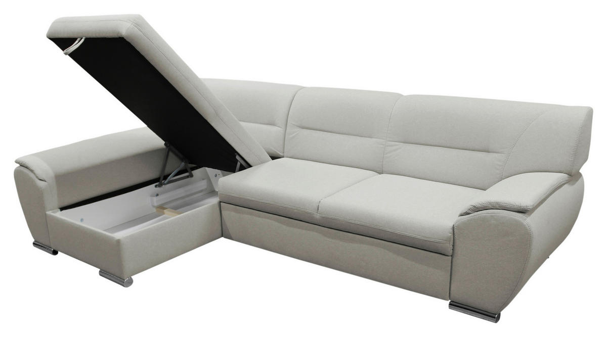 ECKSOFA Beige Flachgewebe  - Beige/Silberfarben, Design, Kunststoff/Textil (167/281cm) - MID.YOU