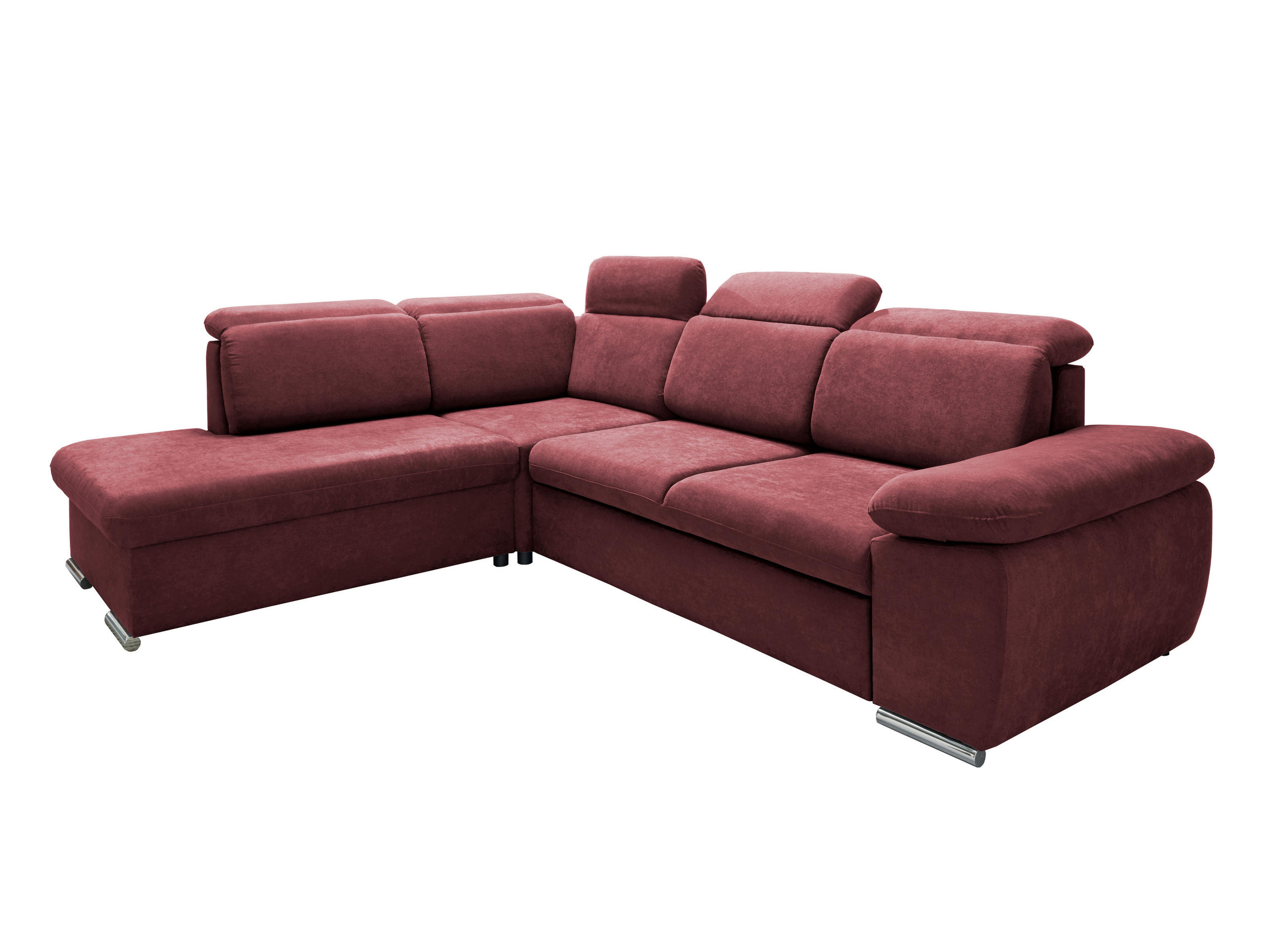 ECKSOFA Bordeaux Mikrofaser  - Chromfarben/Bordeaux, Design, Textil/Metall (228/283cm) - Livetastic