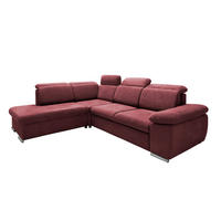 ECKSOFA Bordeaux Mikrofaser  - Chromfarben/Bordeaux, Design, Textil/Metall (228/283cm) - Livetastic