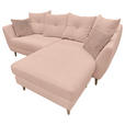 ECKSOFA Rosa Feincord  - Buchefarben/Rosa, KONVENTIONELL, Holz/Textil (211/154cm) - Carryhome