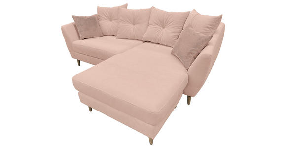 ECKSOFA Rosa Feincord - Buchefarben/Rosa, KONVENTIONELL, Holz/Textil (211/154cm) - Carryhome