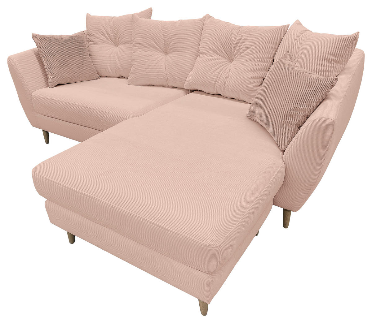 ECKSOFA Rosa Feincord  - Buchefarben/Rosa, KONVENTIONELL, Holz/Textil (211/154cm) - Carryhome