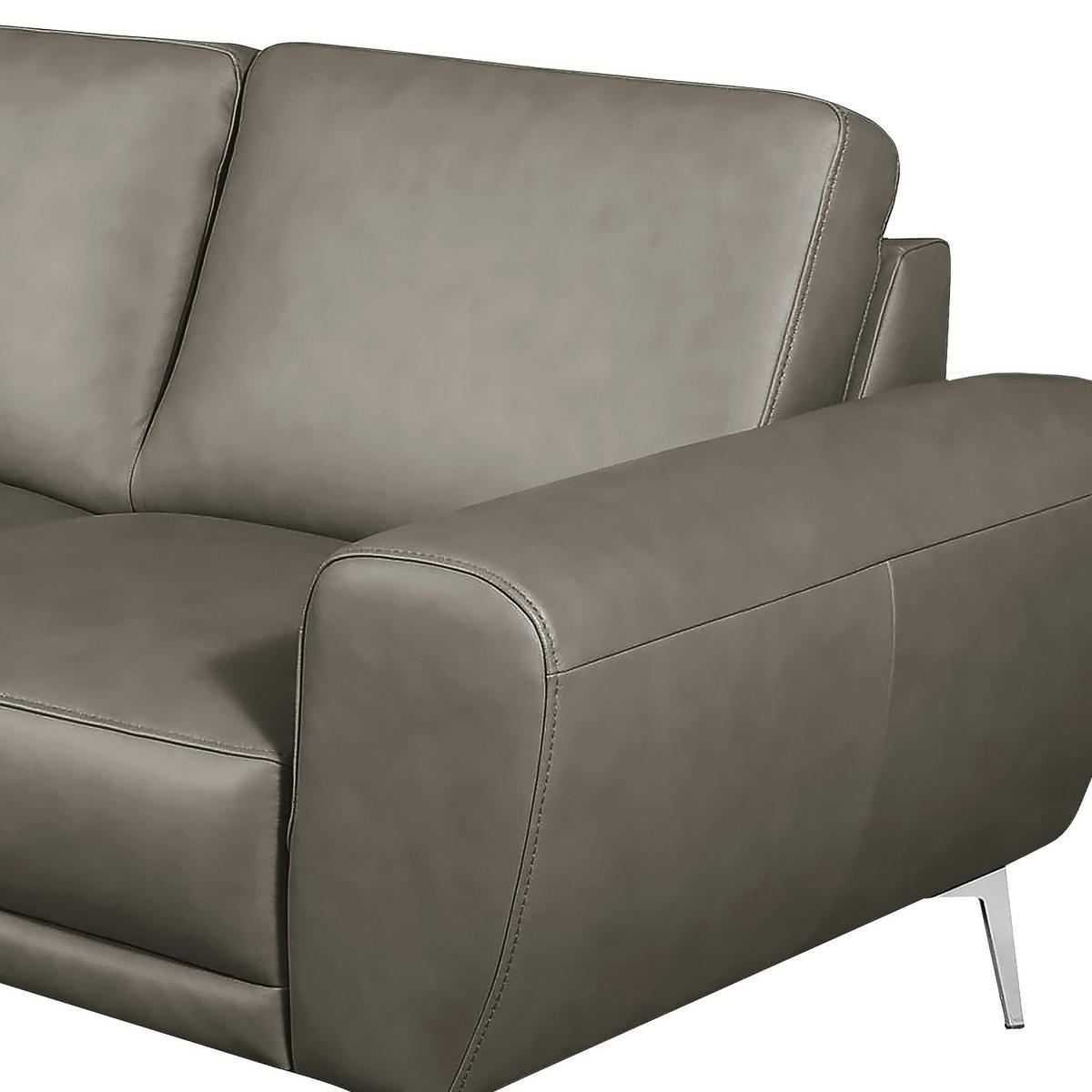 2-SITZER-SOFA Grau Echtleder  - Chromfarben/Grau, Design, Leder/Metall (177/85/92cm) - Livetastic