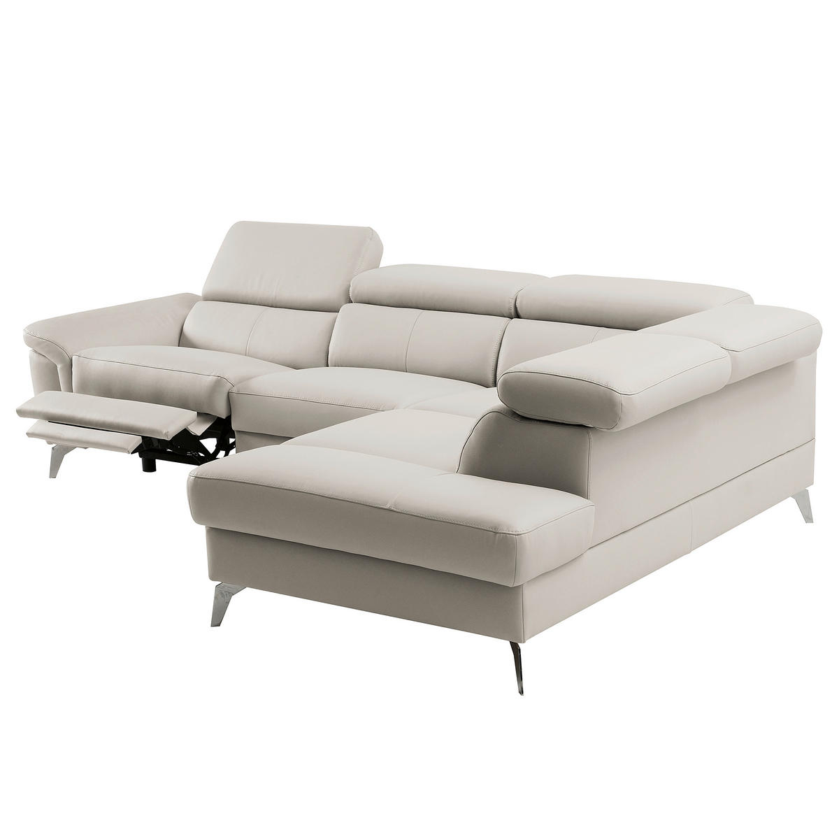 ECKSOFA  in Lederlook Echtleder Platinfarben  265/210 cm  - Platinfarben/Chromfarben, Design, Leder/Textil (265/210cm) - Livetastic