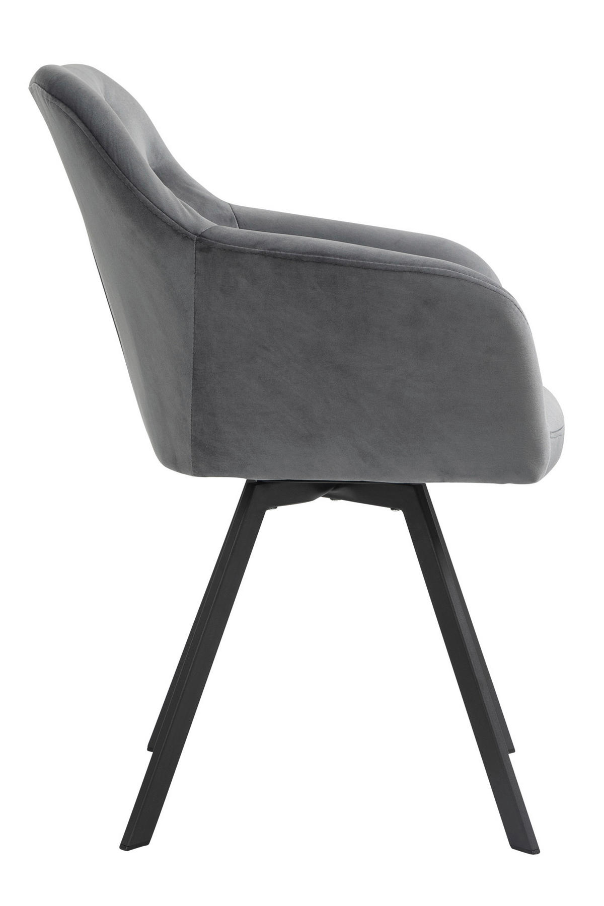 ARMLEHNSTUHL  in Samt  - Schwarz/Grau, MODERN, Textil/Metall (61/85/62cm) - Livetastic