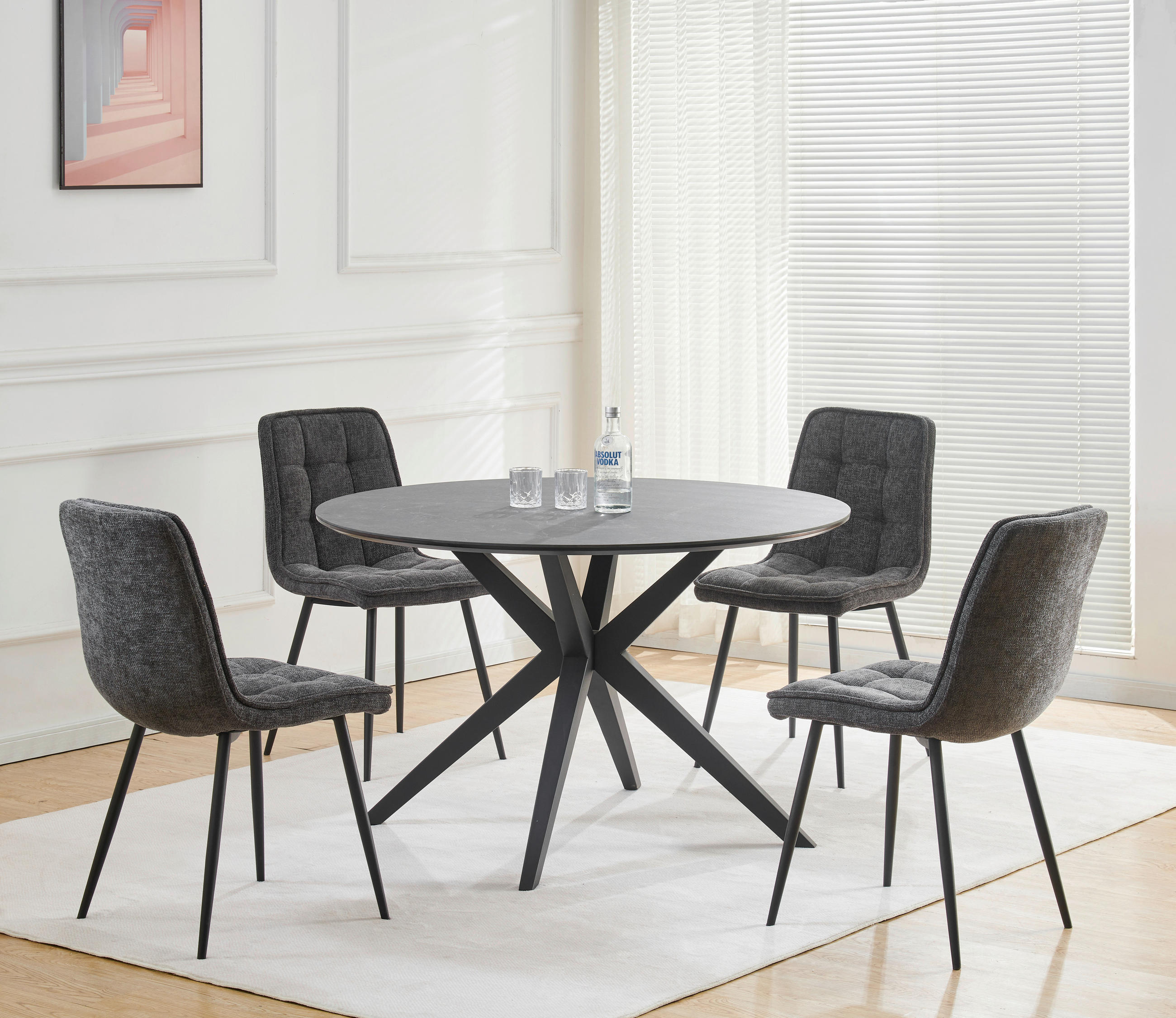 STUHL Leinenoptik Anthrazit Pappel Sperrholz  - Anthrazit/Schwarz, KONVENTIONELL, Holz/Textil (45/89/58cm) - MID.YOU