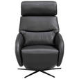RELAXSESSEL Itala Echtleder Relaxfunktion, Kopfteilverstellung, Rücken echt    - Schwarz, Design, Leder (71/110/80cm) - Novel