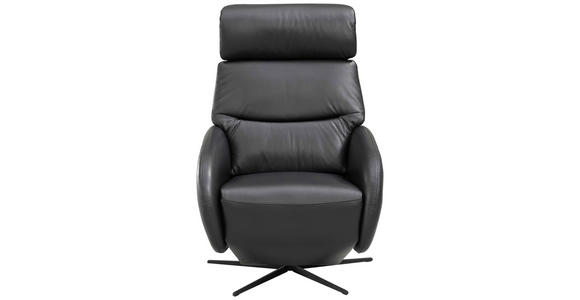 RELAXSESSEL Itala Echtleder Relaxfunktion, Kopfteilverstellung, Rücken echt    - Schwarz, Design, Leder (71/110/80cm) - Novel