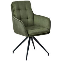 ARMLEHNSTUHL  in Eisen Cord, Samt, Webstoff  - Schwarz/Grün, LIFESTYLE, Textil/Metall (60/94/64cm) - MID.YOU