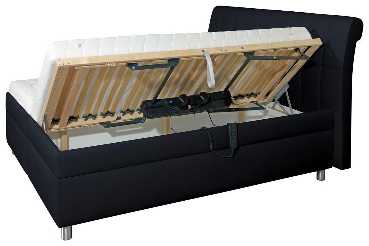 POLSTERBETT 160/200 cm  Schwarz  - Weiss/Silberfarben, Konventionell, Holz/Textil (160/200cm) - Esposa