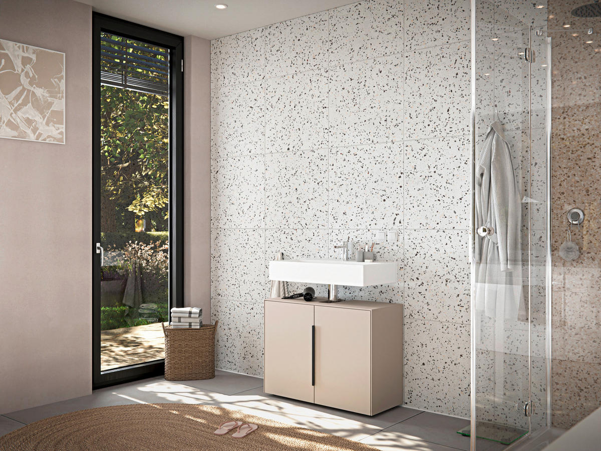 WASCHBECKENUNTERSCHRANK 80/60/33 cm  - Kaschmir/Schwarz, Design, Holzwerkstoff/Kunststoff (80/60/33cm) - home24