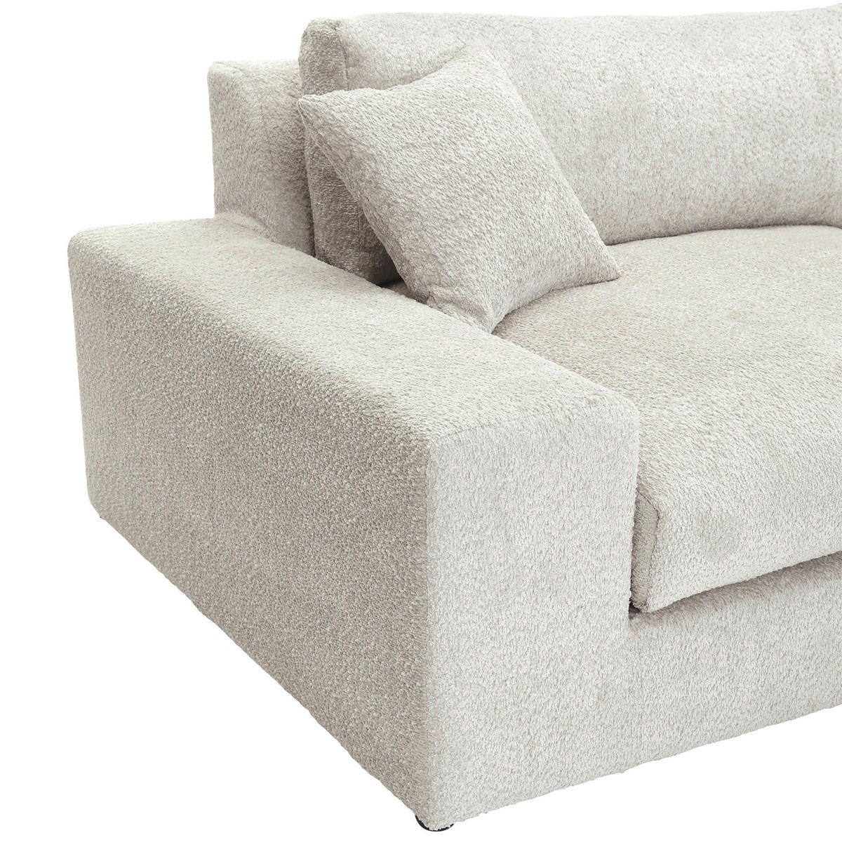 MEGASOFA Struktur, Bouclé Beige  - Beige/Schwarz, MODERN, Kunststoff/Textil (270/76/125cm) - Landscape