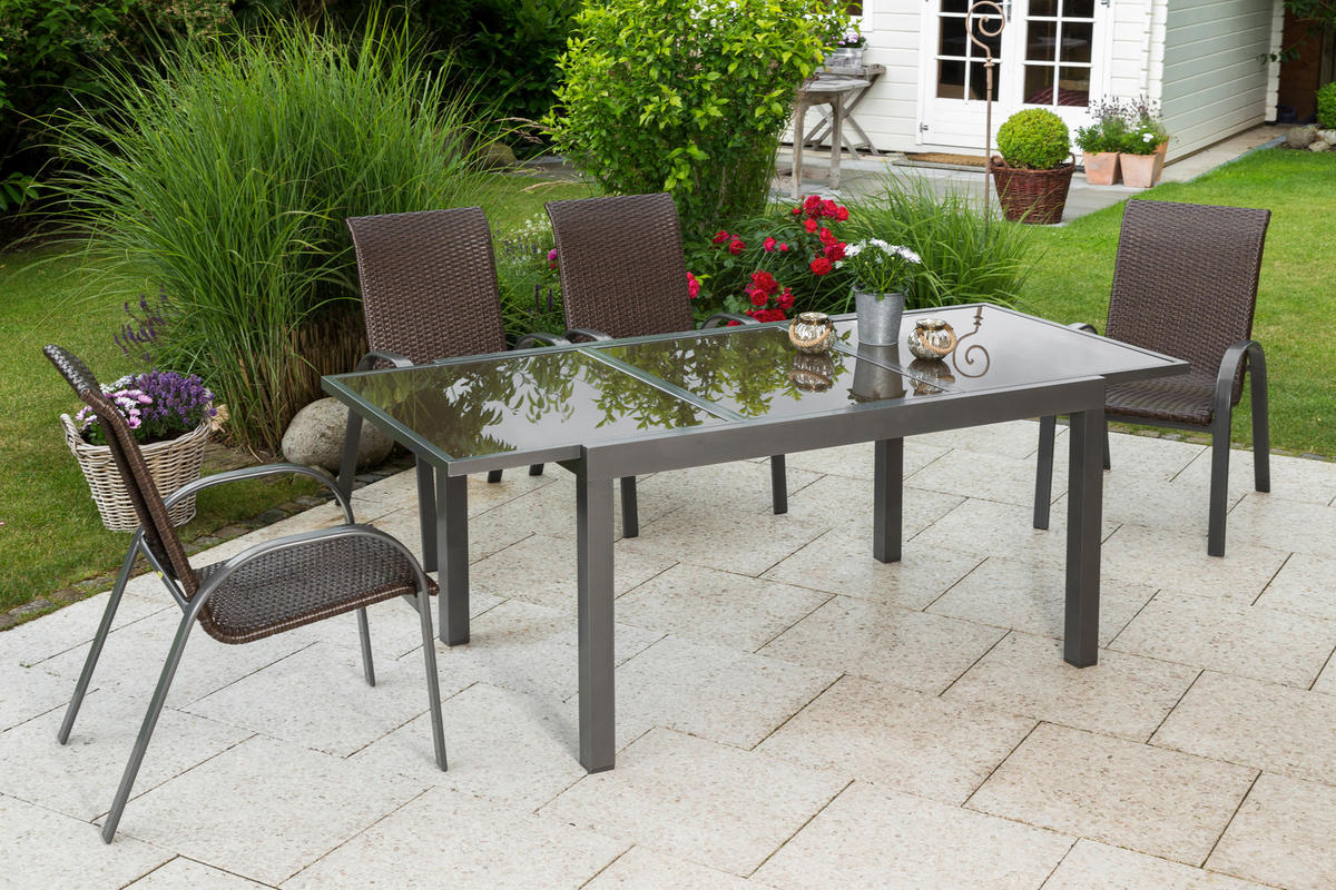 GARTENSET 5-teilig  - Graphitfarben/Braun, MODERN, Kunststoff/Metall - Gardenson