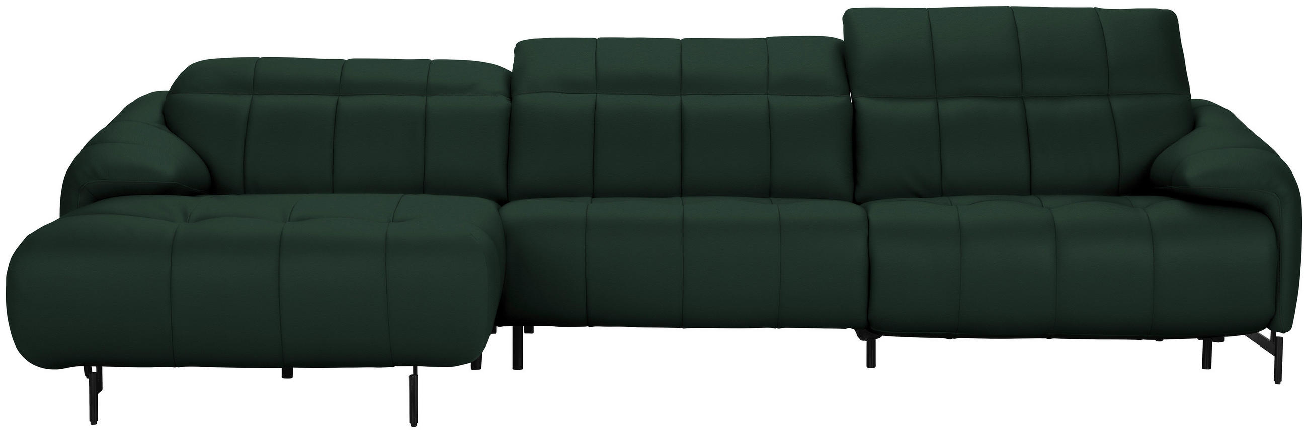 ECKSOFA in Echtleder Opal  - Opal/Schwarz, Design, Leder/Metall (165/313cm) - Emilio Belluti