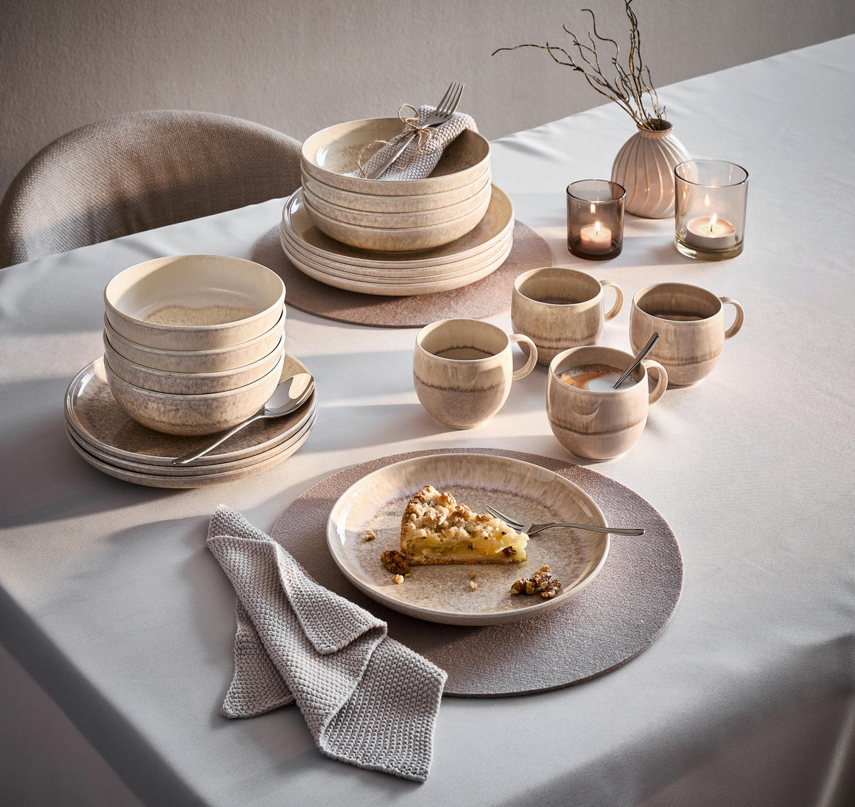 TAFELSERVICE Perlemor sand 8-teilig  - Sandfarben, KONVENTIONELL, Keramik (34,5/19,4/32,0cm) - like.Villeroy & Boch
