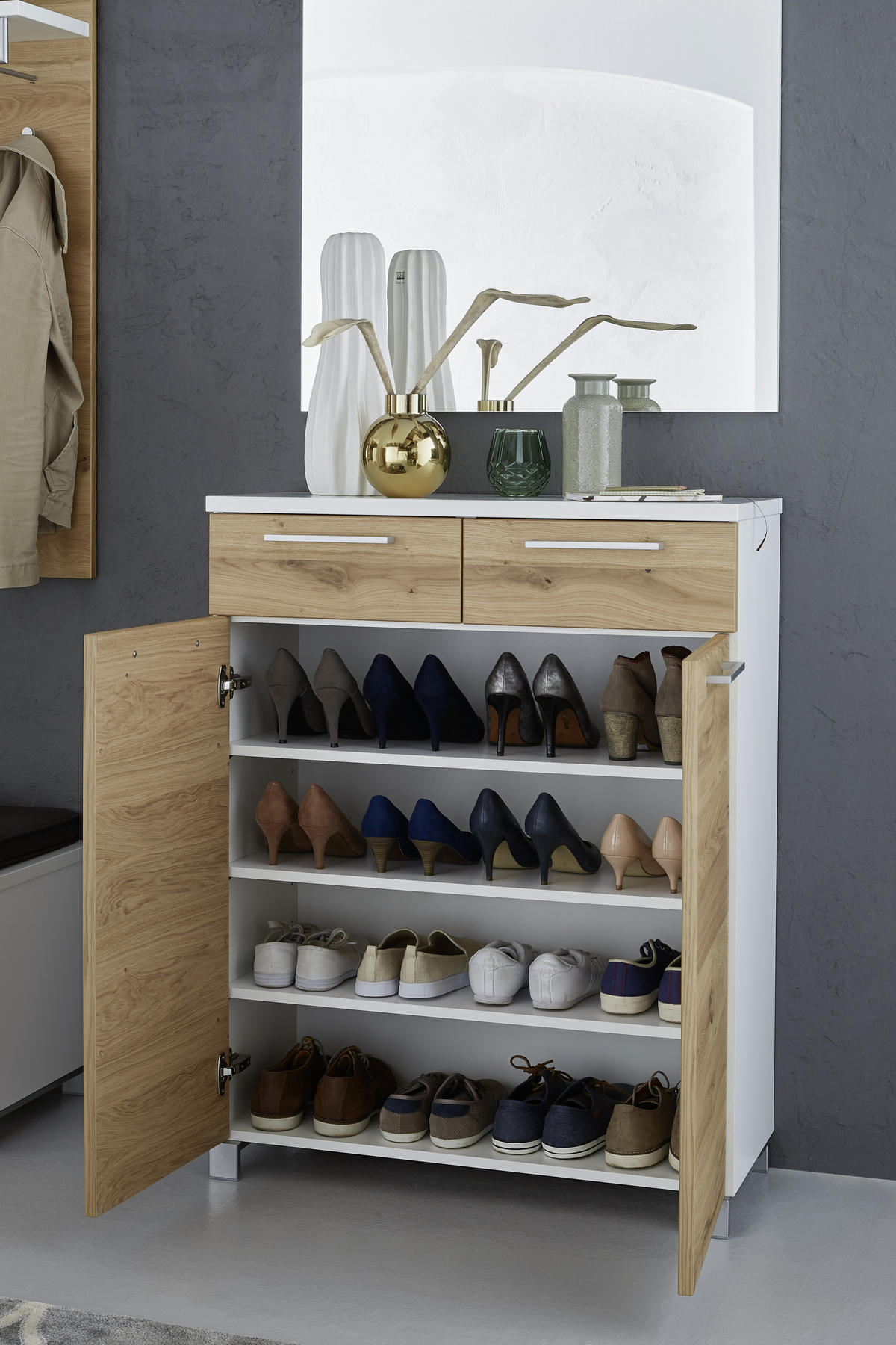 GARDEROBE 5-teilig  in 185/193/40 cm  - Weiss/Eichefarben, Design, Holz/Holzwerkstoff (185/193/40cm) - Dieter Knoll