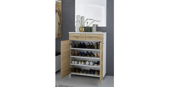 SCHUHSCHRANK 84/108/37 cm - Chromfarben/Eichefarben, Design, Holz/Holzwerkstoff (84/108/37cm) - Dieter Knoll