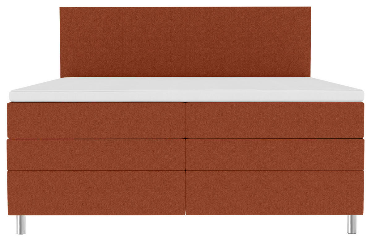 BOXSPRINGBETT 180/200 cm  in Rostfarben  - Chromfarben/Rostfarben, KONVENTIONELL, Kunststoff/Textil (180/200cm) - Boxxx