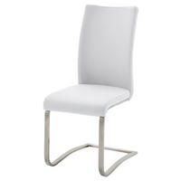 SCHWINGSTUHL  in Edelstahl Echtleder  - Weiss/Edelstahlfarben, Design, Leder/Metall (43/103/52cm) - Livetastic