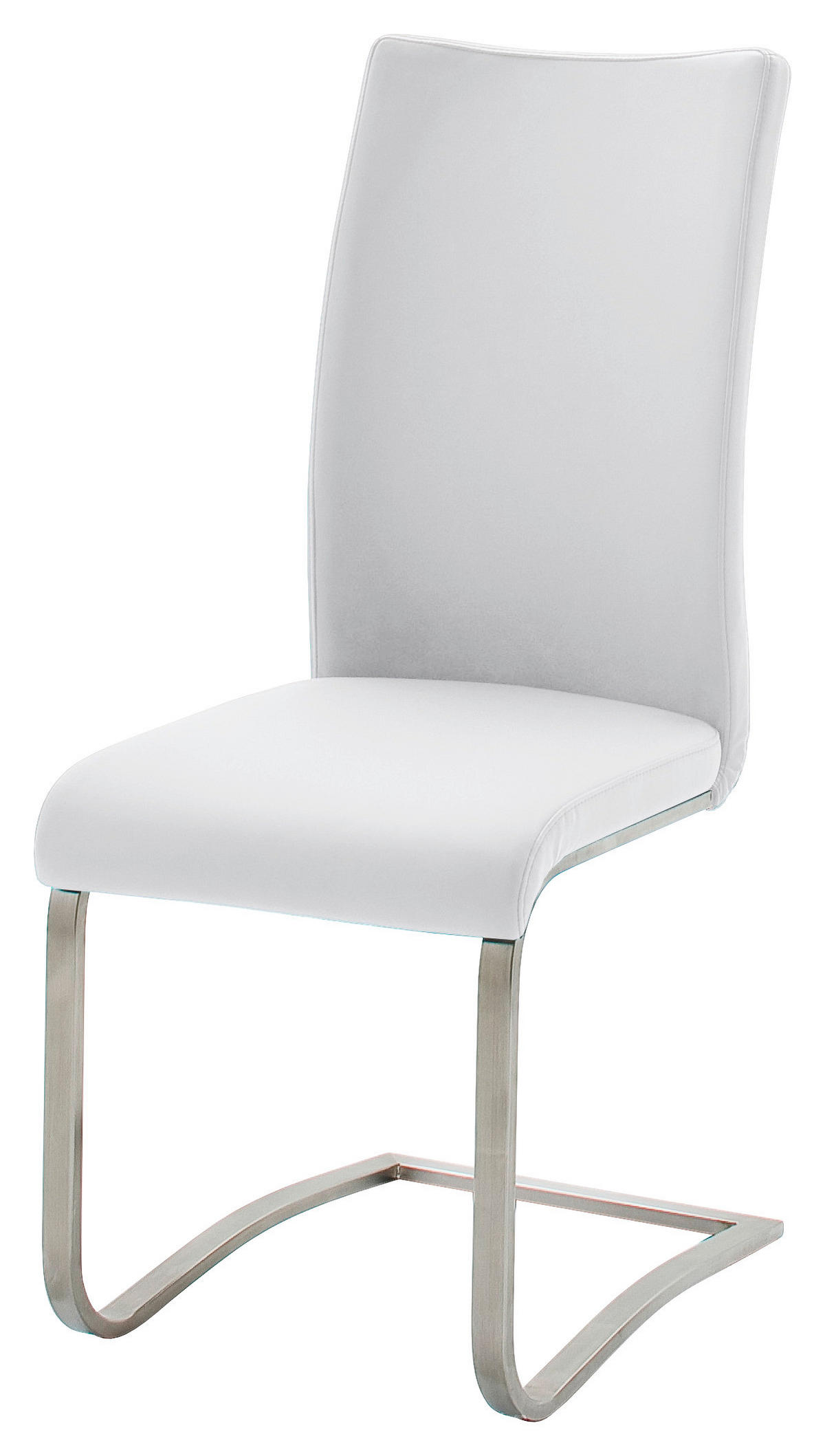 SCHWINGSTUHL  in Edelstahl Echtleder  - Weiss/Edelstahlfarben, Design, Leder/Metall (43/103/52cm) - Livetastic