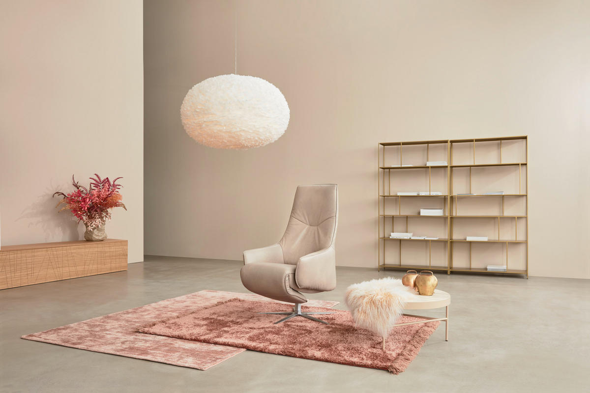 ECKSOFA in Echtleder Creme  - Edelstahlfarben/Creme, Konventionell, Leder/Metall (292/243cm) - Himolla Komfortklass