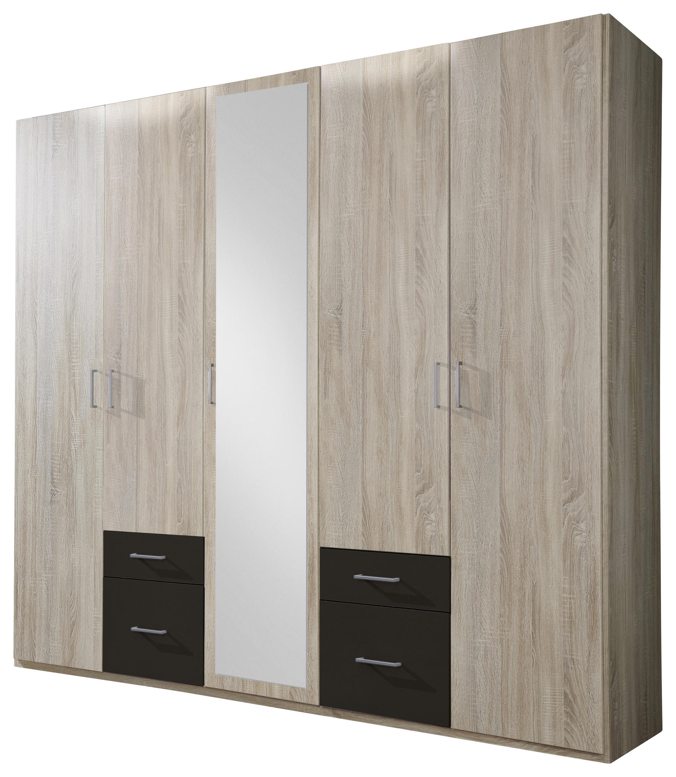 Kleiderschrank in Graphitfarben, Eichefarben