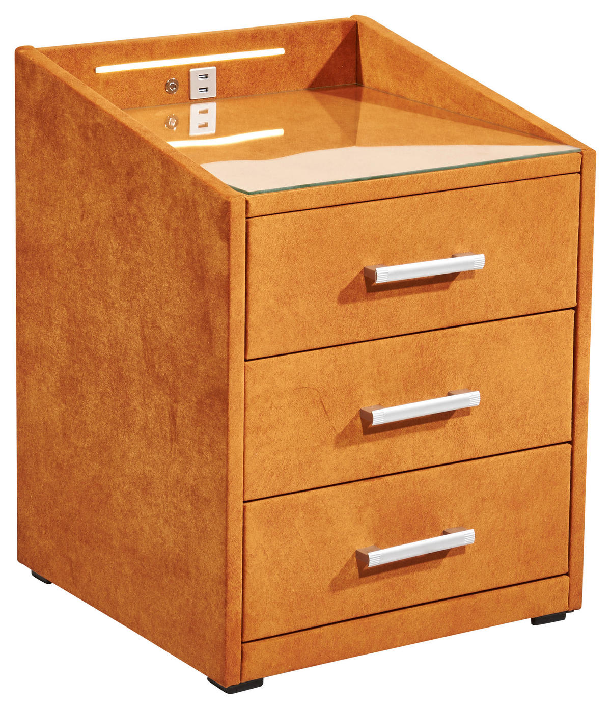 NACHTSCHRANK 47/61/46 cm  - Silberfarben/Schwarz, MODERN, Holzwerkstoff/Kunststoff (47/61/46cm) - MID.YOU