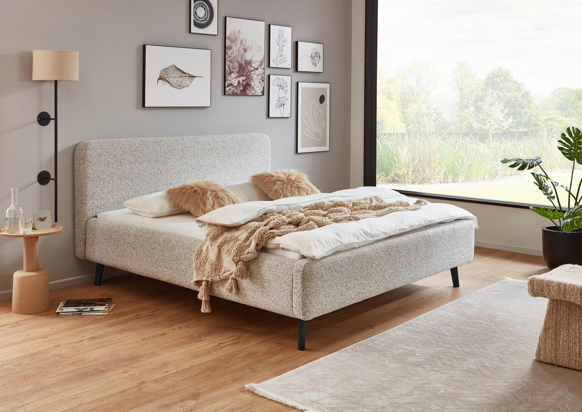 POLSTERBETT 120/200 cm, {[inkl. ],item.attr('349-543'),[, ]} - Beige/Schwarz, Design, Holz/Textil (120/200cm) - Xora