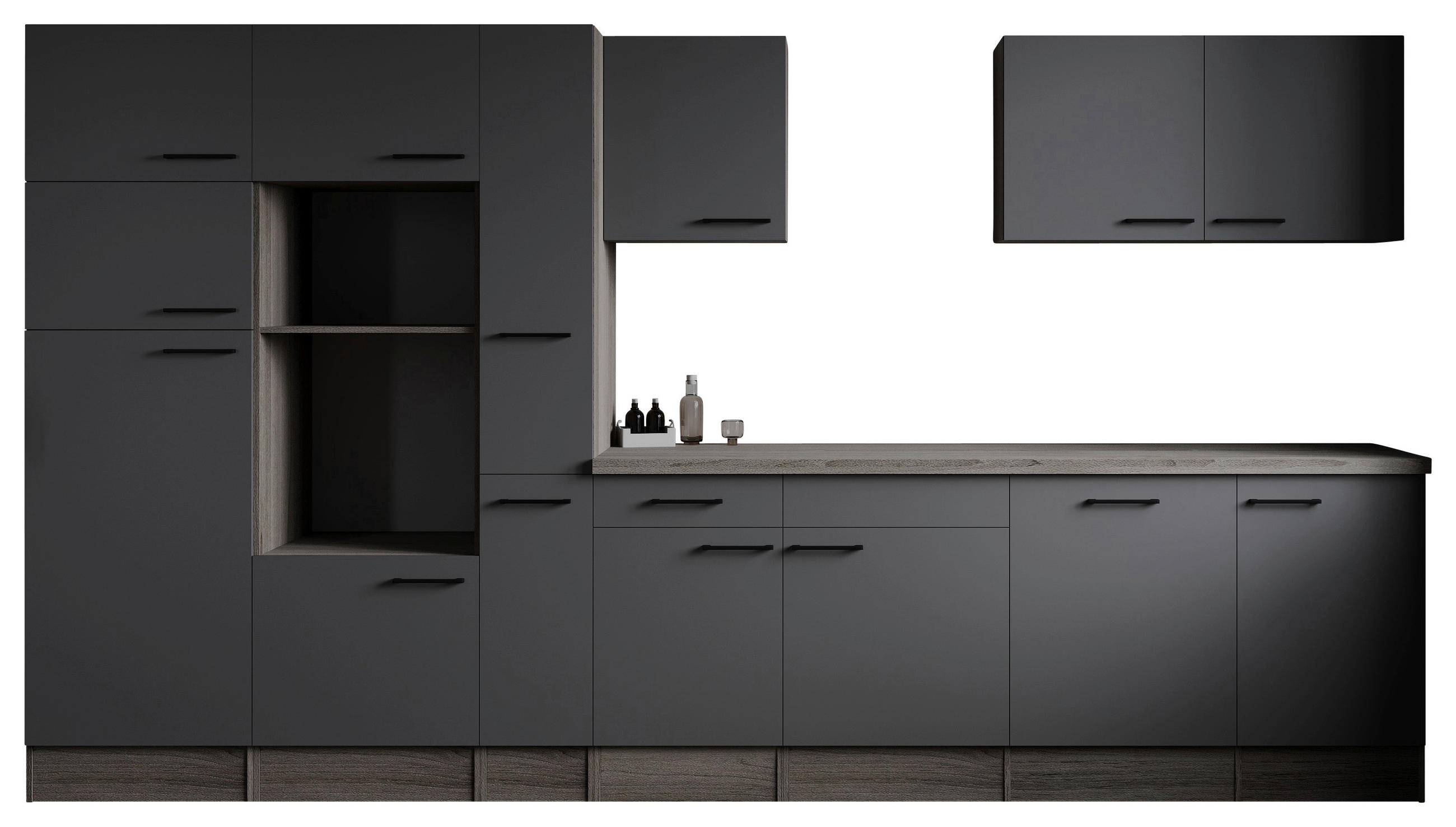 MODULKÖK UTAN VITVAROR 370 cm   i grå, ekfärgad  - svart/grå, Design, metall/trämaterial (370cm) - Respekta
