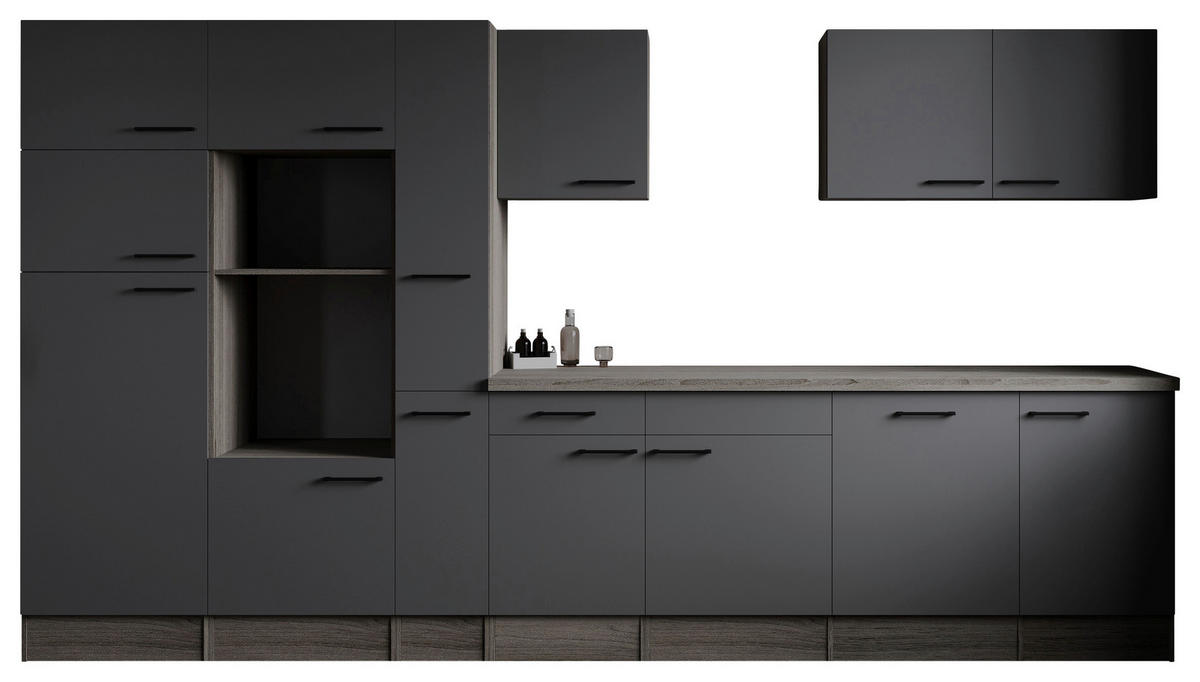 MODULKÖK UTAN VITVAROR 370 cm   i grå, ekfärgad  - svart/grå, Design, metall/trämaterial (370cm) - Respekta
