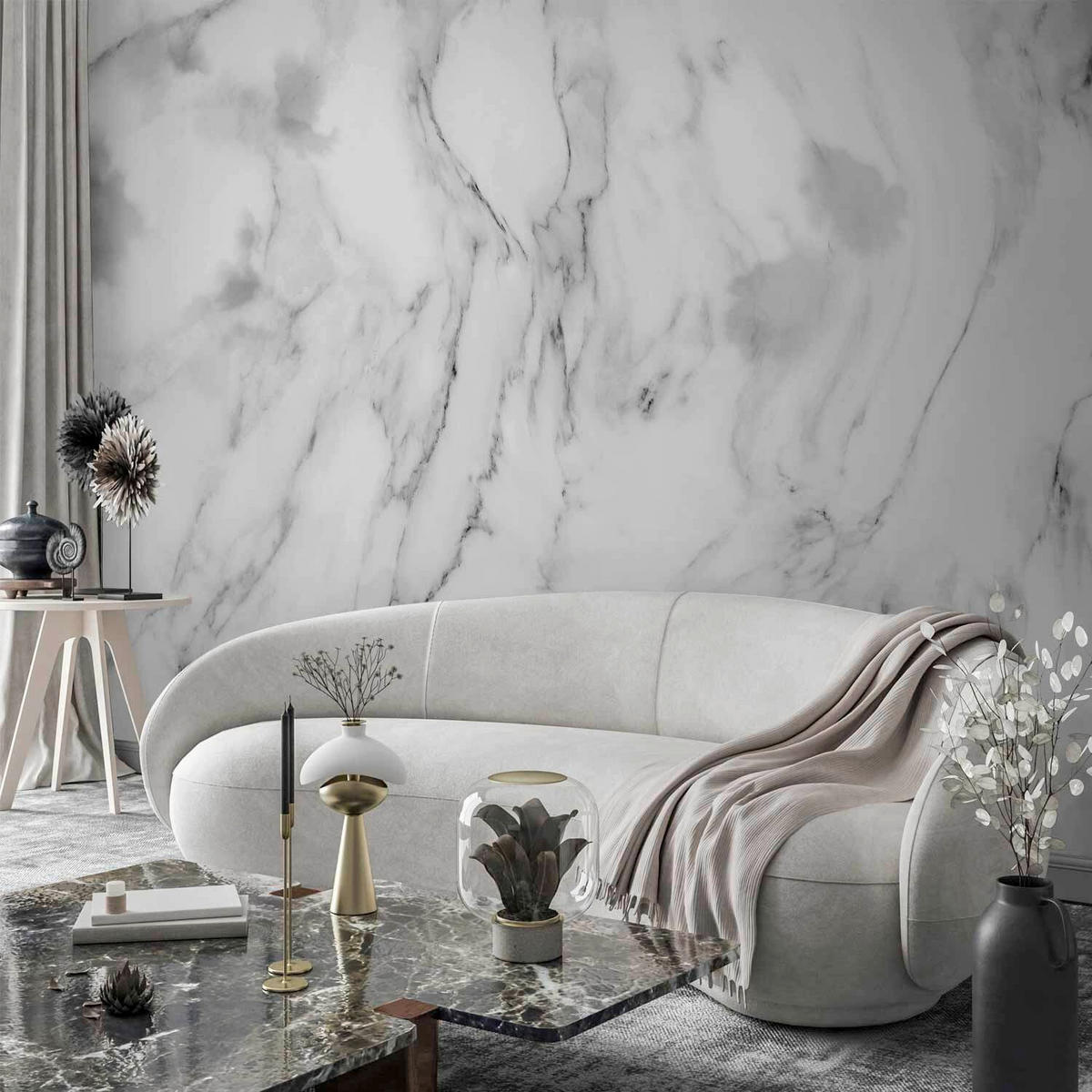 FOTOTAPETE  - Grauweiß/Grau, LIFESTYLE, Textil (250/175cm) - artgeist