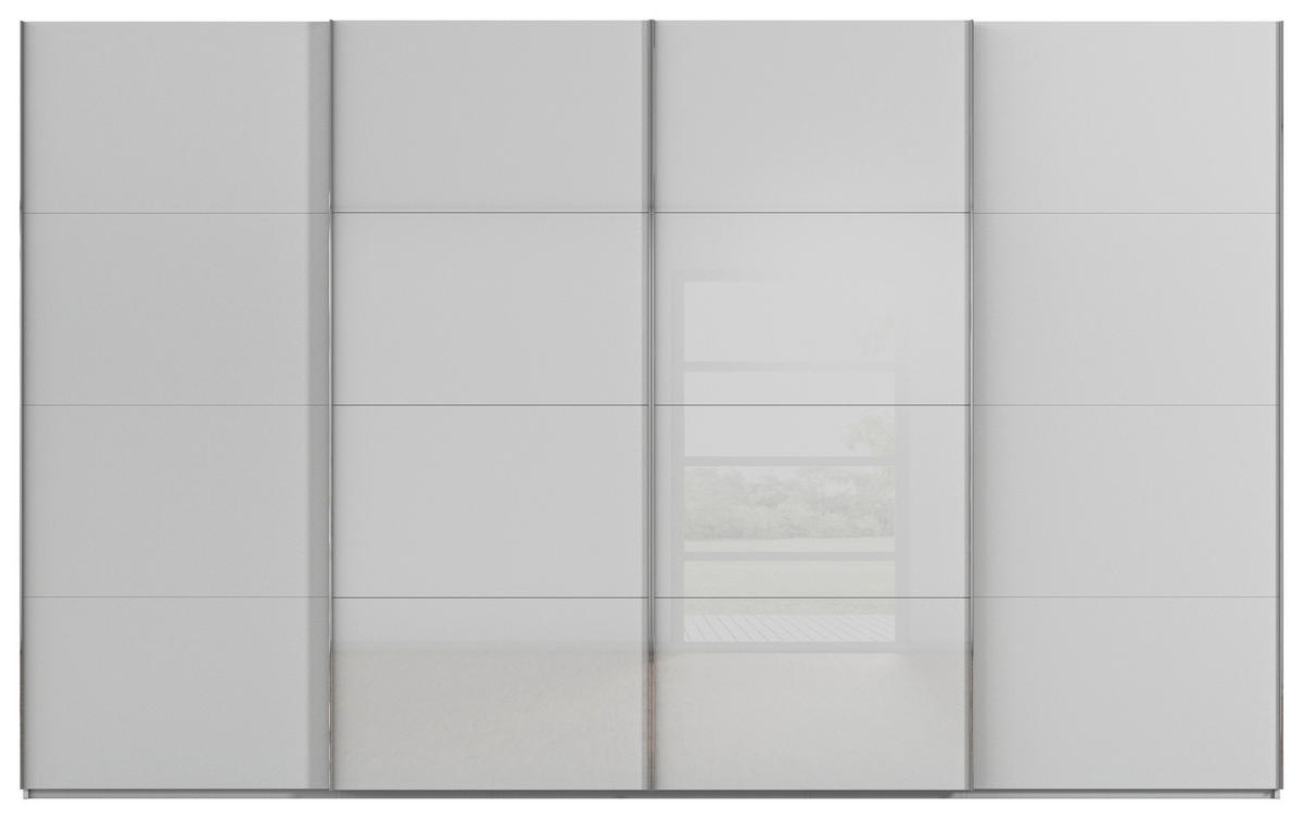 SCHWEBETÜRENSCHRANK 361/223/68 cm 4-türig  - Chromfarben, KONVENTIONELL, Glas/Holzwerkstoff (361/223/68cm) - Novel