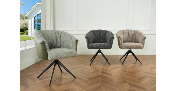 ARMLEHNSTUHL  Stoffauswahl, Sitzfläche 180° drehbar Webstoff  - Dunkelgrau/Schwarz, Design, Textil/Metall (69/80/68cm) - Novel