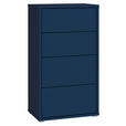 KOMMODE , 55/99/35 cm, 4 Schublade(n)  - Silberfarben/Dunkelblau, Trend, Holzwerkstoff/Kunststoff (55/99/35cm) - Carryhome