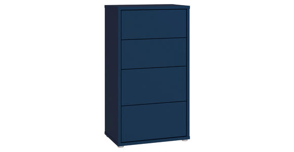 KOMMODE , 55/99/35 cm, 4 Schublade(n)  - Silberfarben/Dunkelblau, Trend, Holzwerkstoff/Kunststoff (55/99/35cm) - Carryhome