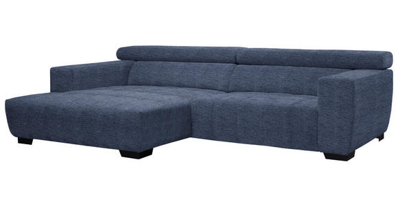 ECKSOFA in Webstoff Dunkelblau  - Schwarz/Dunkelblau, KONVENTIONELL, Textil/Metall (182/279cm) - Hom`in