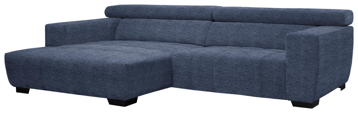 ECKSOFA in Webstoff Dunkelblau  - Schwarz/Dunkelblau, Konventionell, Textil/Metall (182/279cm) - Hom`in