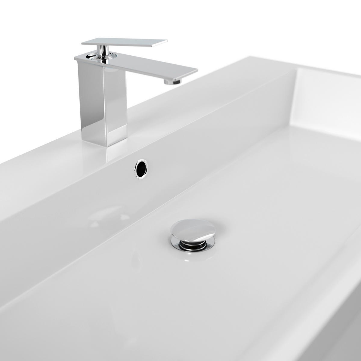 WASCHTISCHKOMBI 100 cm  - Weiß Hochglanz/Weiß, Basics, Holzwerkstoff/Stein (100cm) - MID.YOU