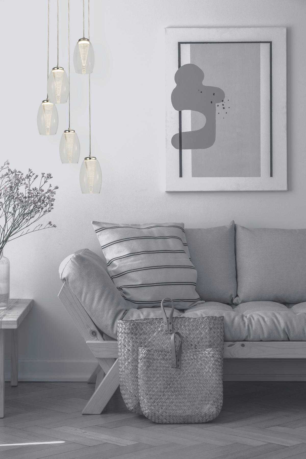 LED-HÄNGELEUCHTE Cyclone 35/150 cm   - Chromfarben, LIFESTYLE, Glas/Kunststoff (35/150cm) - Searchlight