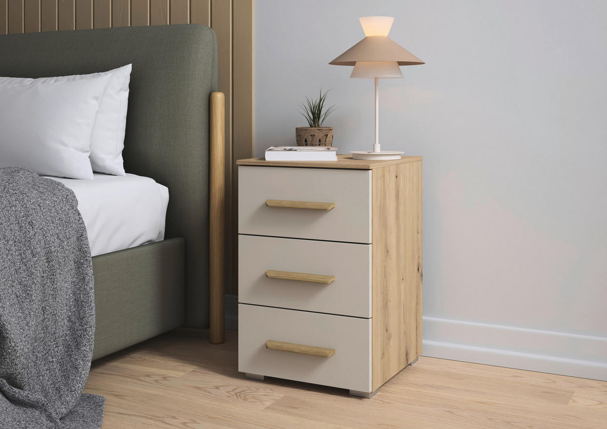 NACHTKÄSTCHEN 40/61/42 cm  in Champagner, Eiche Artisan  - Champagner/Alufarben, KONVENTIONELL, Holz/Holzwerkstoff (40/61/42cm) - Xora