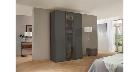 DREHTÜRENSCHRANK 151/223/60 cm 3-türig Graphitfarben - Graphitfarben, Trend, Glas/Holzwerkstoff (151/223/60cm) - Novel