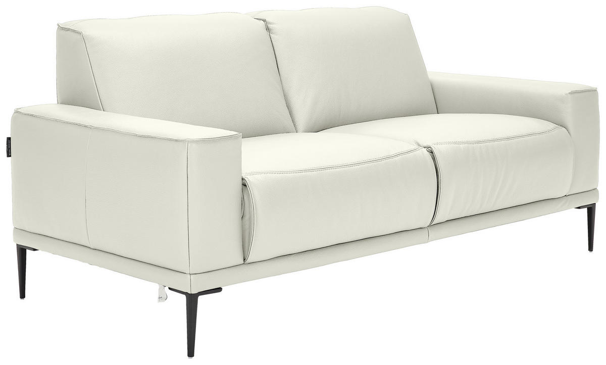 2-SITZER-SOFA in Echtleder Ecru  - Ecru/Schwarz, Design, Leder/Metall (180/82/92cm) - Johann Jakob
