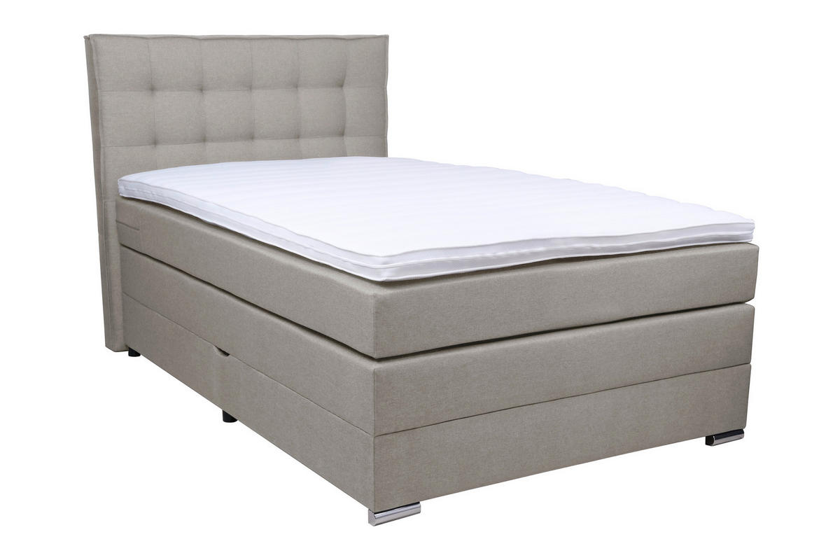BOXSPRINGBETT 140/200 cm  in Grau  - Chromfarben/Schwarz, KONVENTIONELL, Kunststoff/Textil (140/200cm) - Boxxx