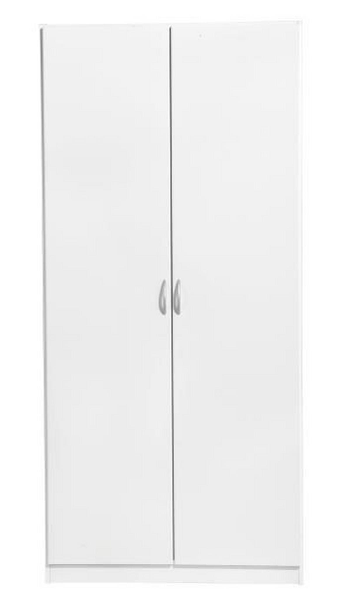 DREHTÜRENSCHRANK in Weiss  - Weiss/Silberfarben, Design, Holzwerkstoff/Kunststoff (91/197/54cm) - Boxxx