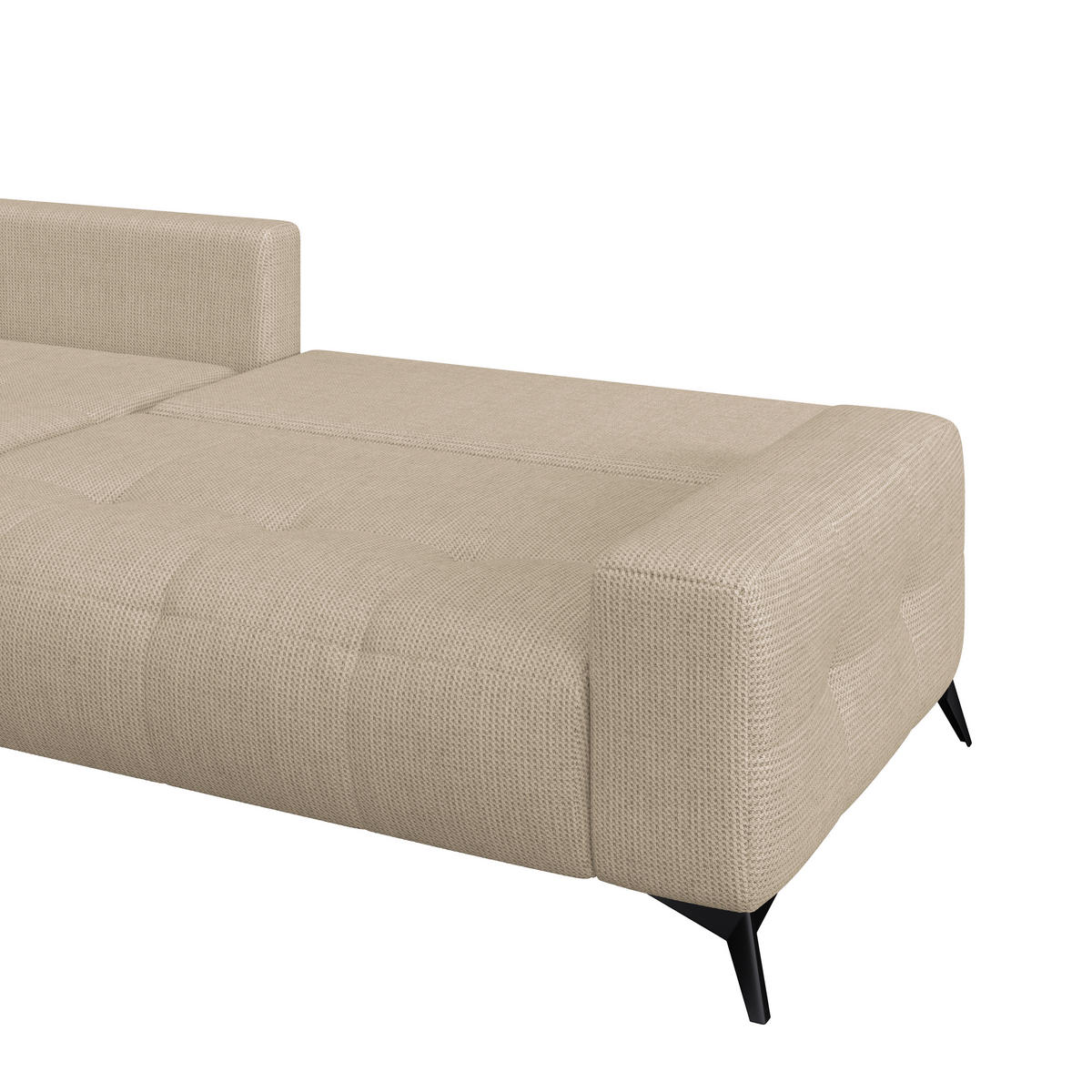 ECKSOFA MAURO Beige Flachgewebe  - Beige/Schwarz, Trend, Textil/Metall (175/290cm) - MID.YOU