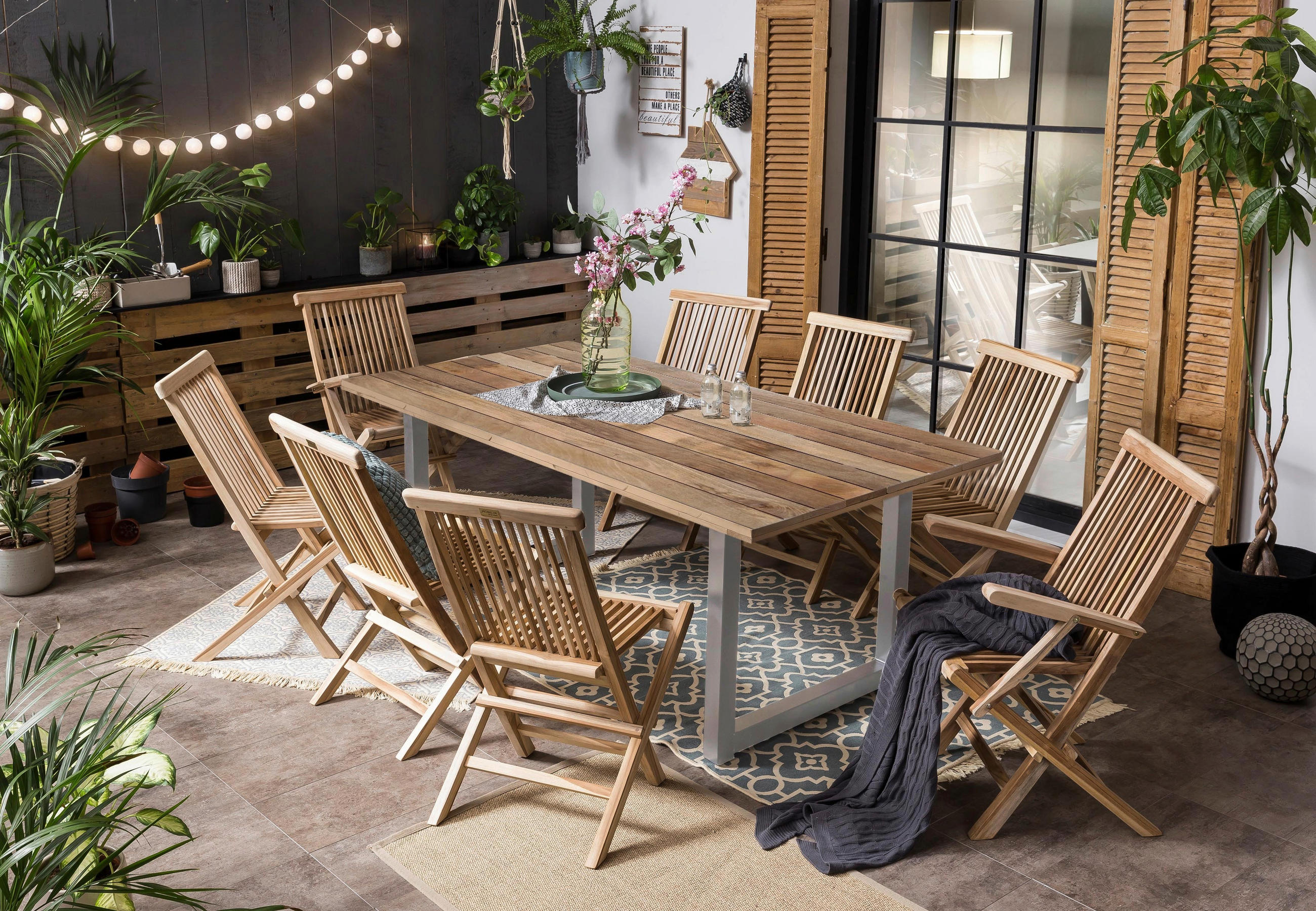 GARTENKLAPPSTUHL-SET Teakholz Naturfarben  - Naturfarben, Design, Holz (47/89/57cm) - Livetastic