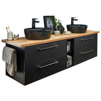 TVÄTTSTÄLL MED KOMMOD 182 cm  - kromfärg/svart, Design, trämaterial/glas (182cm) - Sadena