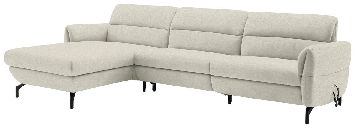 ECKSOFA Creme Chenille  - Creme/Schwarz, Design, Textil/Metall (187/299cm) - Schöner Wohnen
