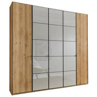 DREHTÜRENSCHRANK in Eiche Bianco, Champagner  - Schieferfarben/Eiche Bianco, Modern, Glas/Holzwerkstoff (250/216/58cm) - Novel