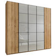 DREHTÜRENSCHRANK  in Champagner, Eiche Bianco  - Schieferfarben/Eiche Bianco, MODERN, Glas/Holzwerkstoff (250/236/58cm) - Novel